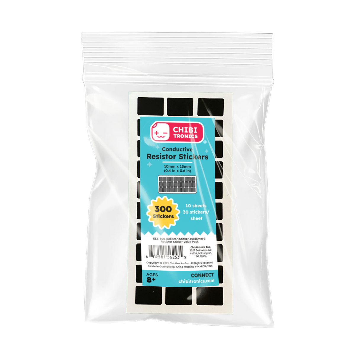 Conductive Resistor Stickers - Value Pack (300 Stickers) – Chibitronics ...