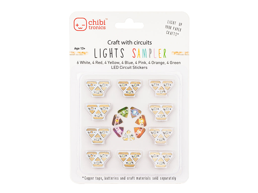 Lights Sampler MegaPack (30 LED Stickers) Red, Yellow, Blue, Pink, Orange, Green and White Lights Sampler MegaPack (30 LED Stickers) Red, Yellow, Blue, Pink, Orange, Green and White